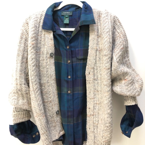 Vintage Cabincore Y2K Ralph Lauren Plaid Monogrammed Button down - Picture 5 of 5